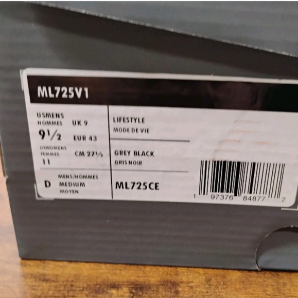 New Balance 725 Grey White Black Men's 9.5 ML725CE - Picture 9 of 9